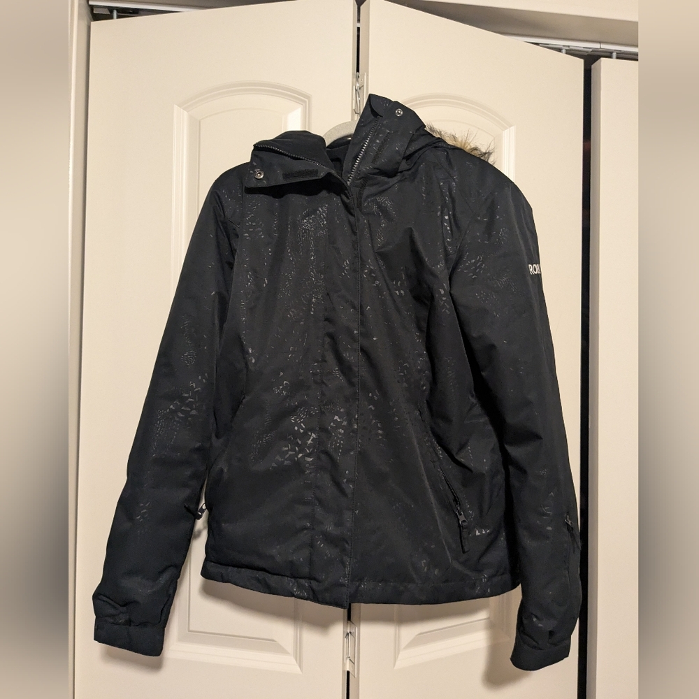 Women's Roxy Jet Ski Black Arrow Feel Emboss Snow Jacket, Size Large